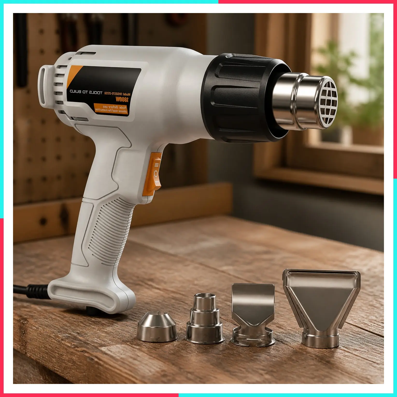 1800W Heat Gun with 752℉ & 1112℉ Dual-Temperature Settings for Crafts
