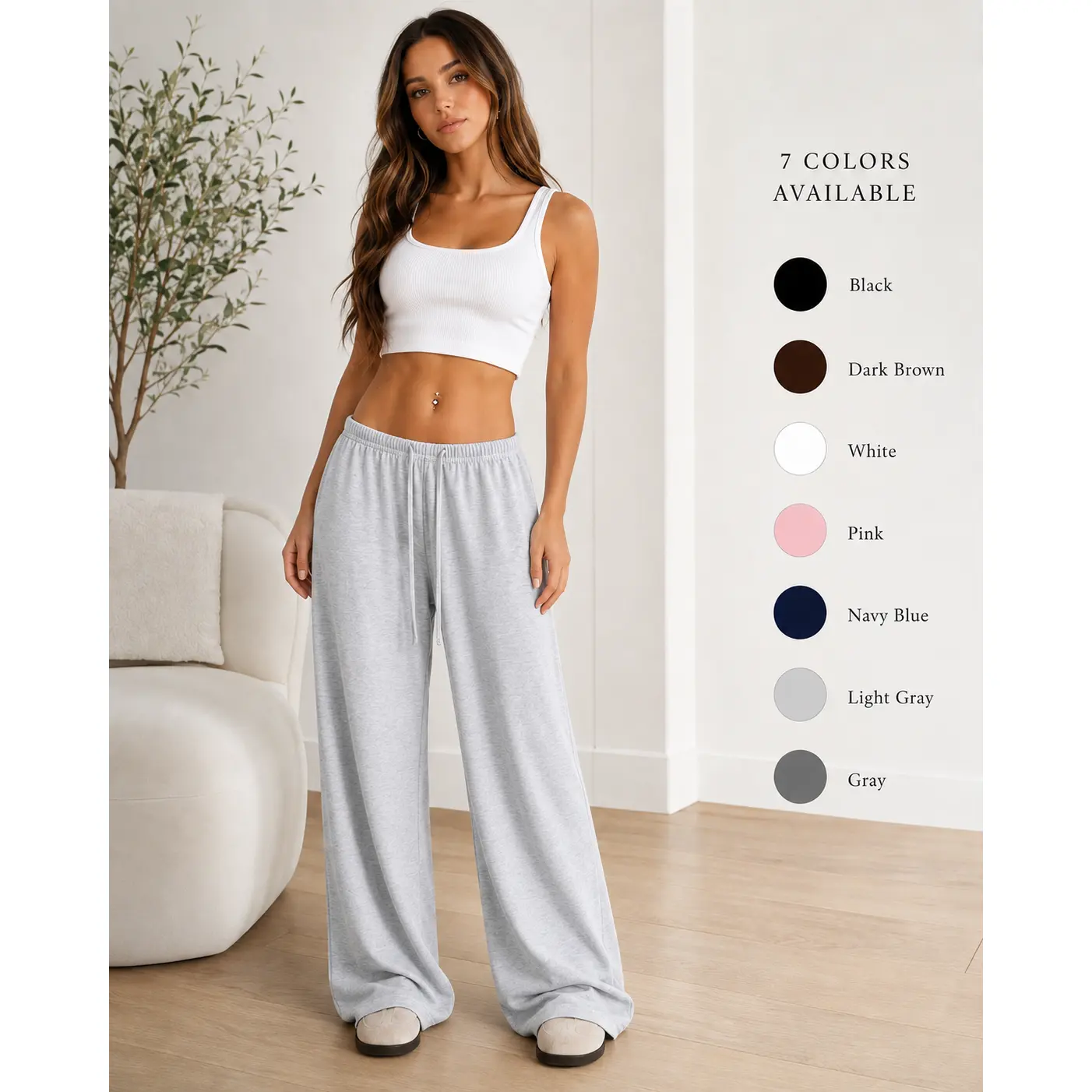 Women's Baggy Wide Leg Sweatpants, Low Waist Drawstring Lounge Pants, Loose Casual Elastic Waist Pants for Lounge and Travel