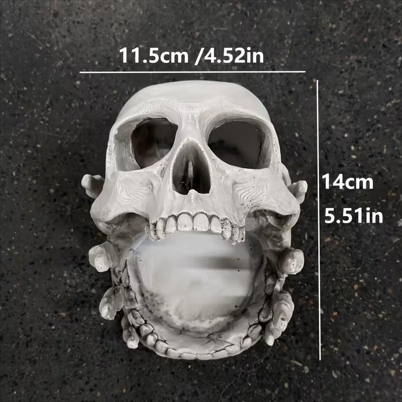 Gothic Halloween Skull Jewelry Box, Resin Desktop Storage Organizer, Multiple Compartments, Necklace Hooks, Ring Earring Holder, Home Decor