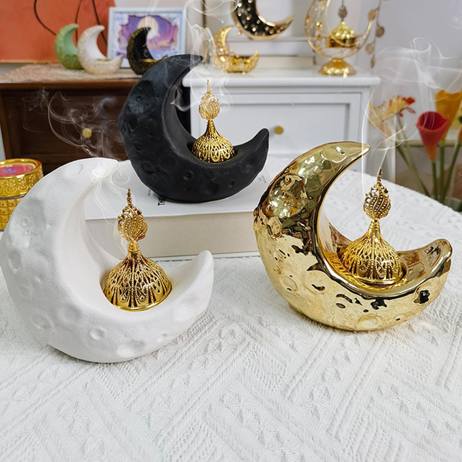 Middle Eastern Ceramic Incense Burner, Mosque Dome Shape Candle Holder, Ramadan Kareem Decor, Room Decoration, Bedroom Ornament