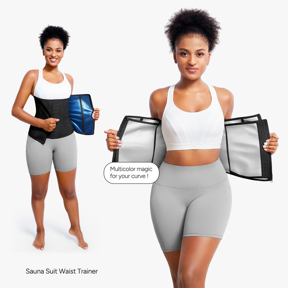 Nebility Women's Minimalist Casual Basic Gym Sauna Sweat Enhancing Daily Shapewear Women Comfort Belt Closure Fajas Bodysuit Lady Womenswear Corset Waist Shaping Shapewear Workout Compression Firm Tummy Control Corset Waist Shaping