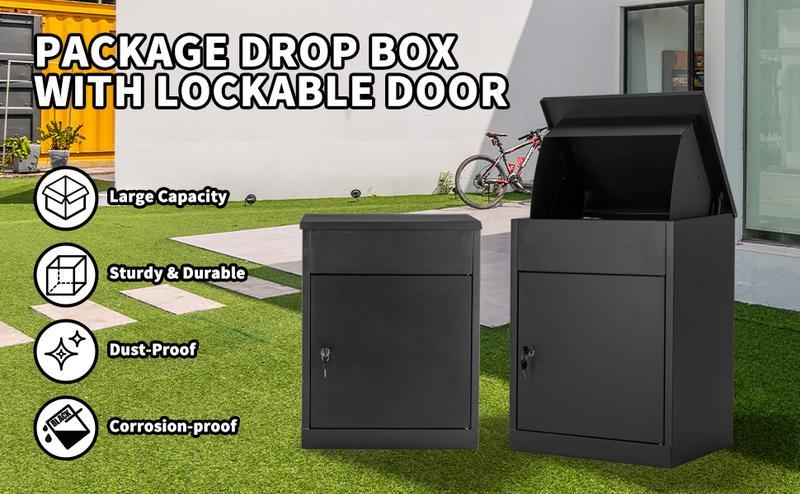 Linor Package Delivery Box for Outside, 17.3''L*13.8''W*22.1''H, Large Galvanized Steel Delivery Box for Packages, Anti-Theft Wall Mounted Mailbox, Lockable Drop Delivery Box for Porch, Curbside Organiser Racks Linor Package Delivery Box for Outside, 17.3''L*13.8''W*22.1''H, Large Galvanized Steel Delivery Box for Packages, Anti-Theft Wall Mounted Mailbox, Lockable Drop Delivery Box for Porch, Curbside Organiser Racks