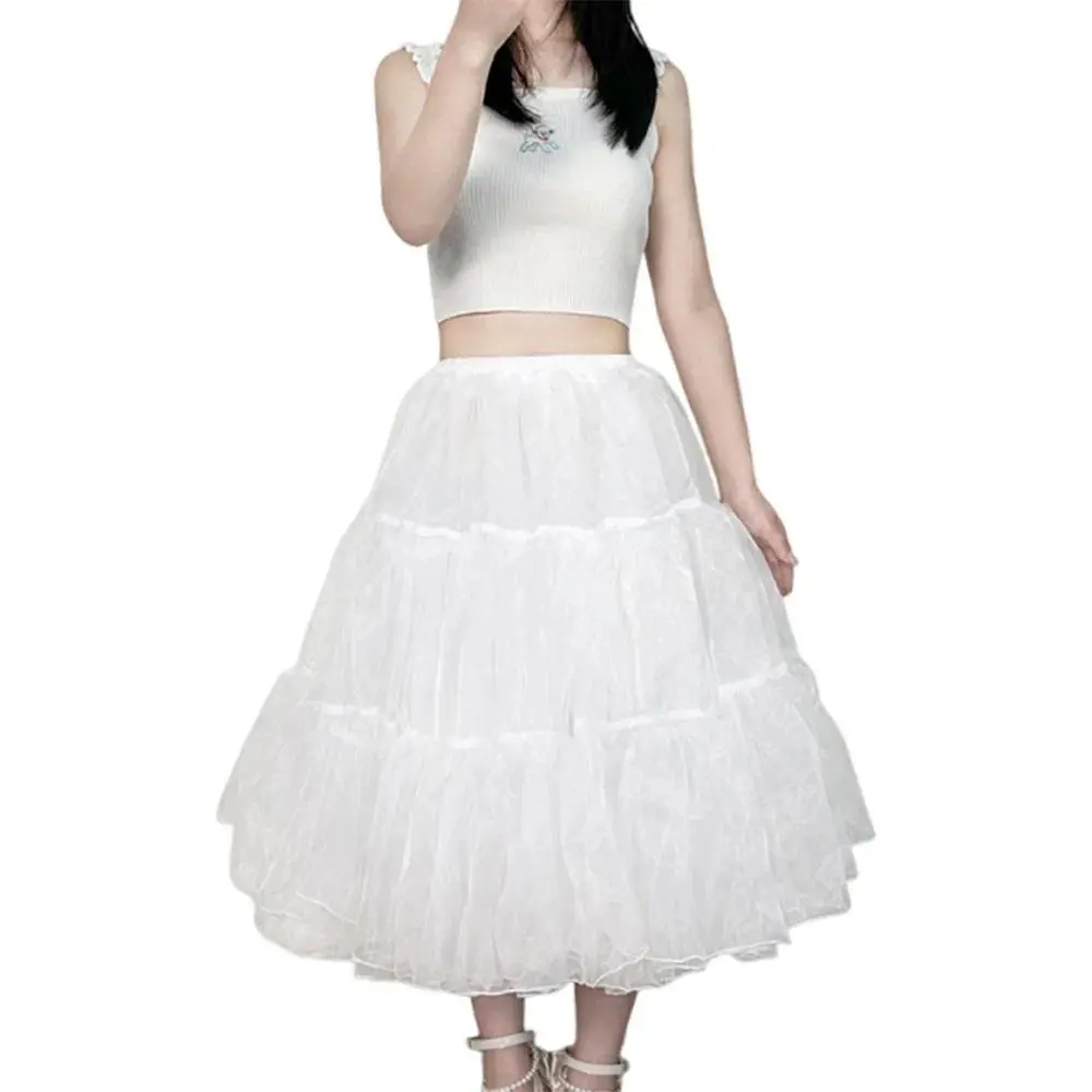 Fashion Lolita Petticoat White Without Hoop Underskirt Crinoline Breathable Cosplay Ball Gown Petticoats Party Dress