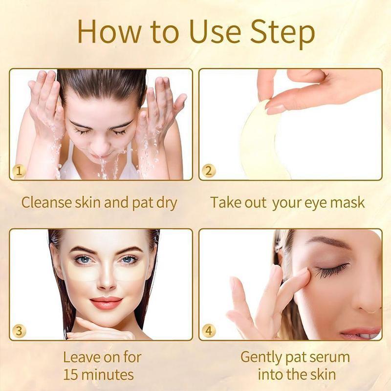 24k Gold Moisturizing Eye Mask, 60pcs/set Tightening and Lifting Eye Patches, Hydrating Brightening & Firming Eye Sticker, Beauty & Personal Eye Care Product, Skincare Products Skincare Set, Christmas gifts, New Year gifts, Black Friday