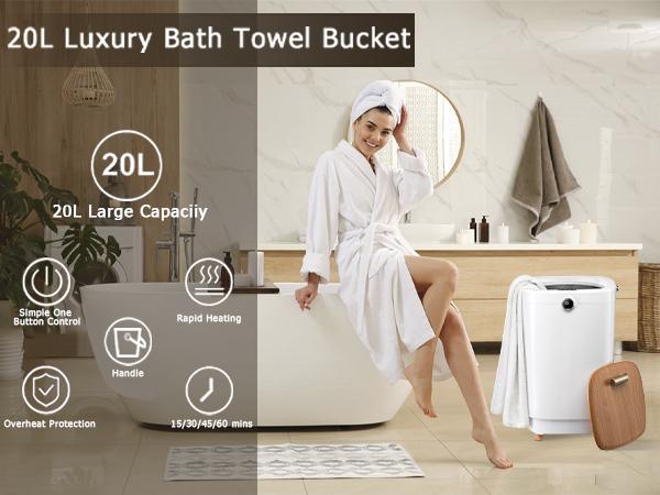TMWINGS Luxury Towel Warmer - Eco-Friendly & Stylish, Instant Heat & Long-Lasting Warmth, Auto Shut-Off Timer, 20L Extra Large Capacity, Overheat Protection, One Touch Heating, 20.5in x 12.5in, Bathroom Decoration Supplies Bathroom Upgrade Kit