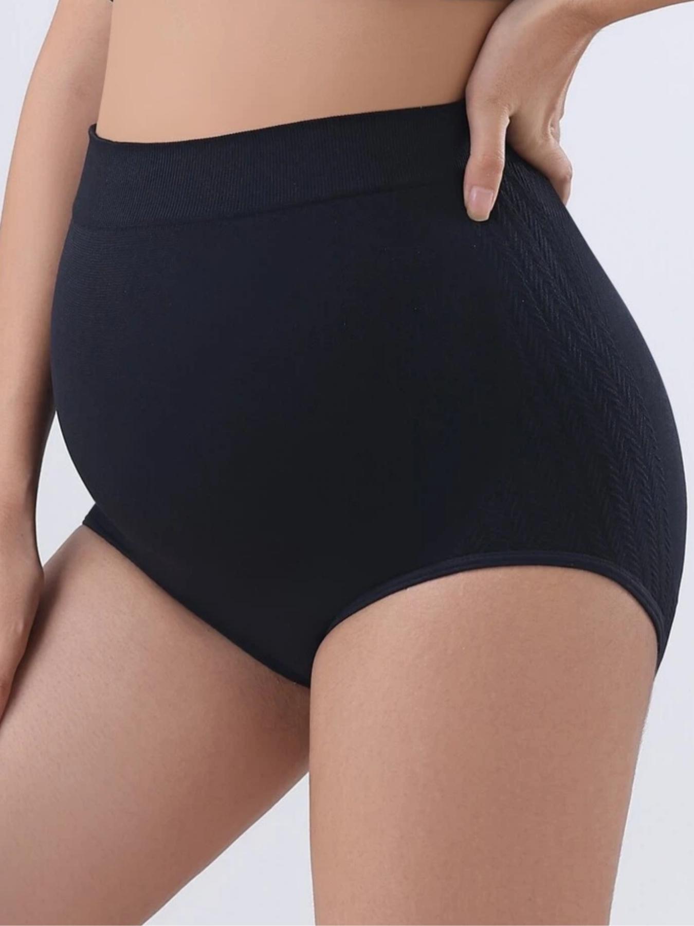 5pcs/10pcs Seamless Maternity Underwear High-Waisted Triangle Panties, Comfortable Soft Belly Support, Plain Design, All-Season Casual Wear