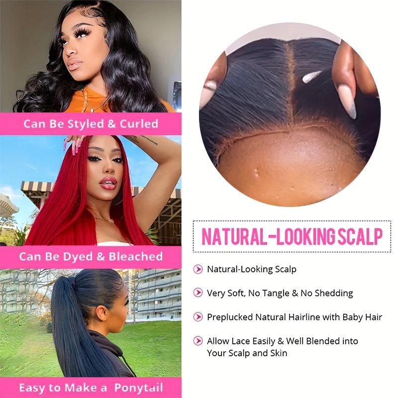 Bling Hair 180% Density Wear and Go Glueless Wig Human Hair Straight 6x4 Pre-Cut HD Lace Front Closure Wig for Women Pre-Plucked Transparent Lace Natural Look Easy Application Precut Lace Wig