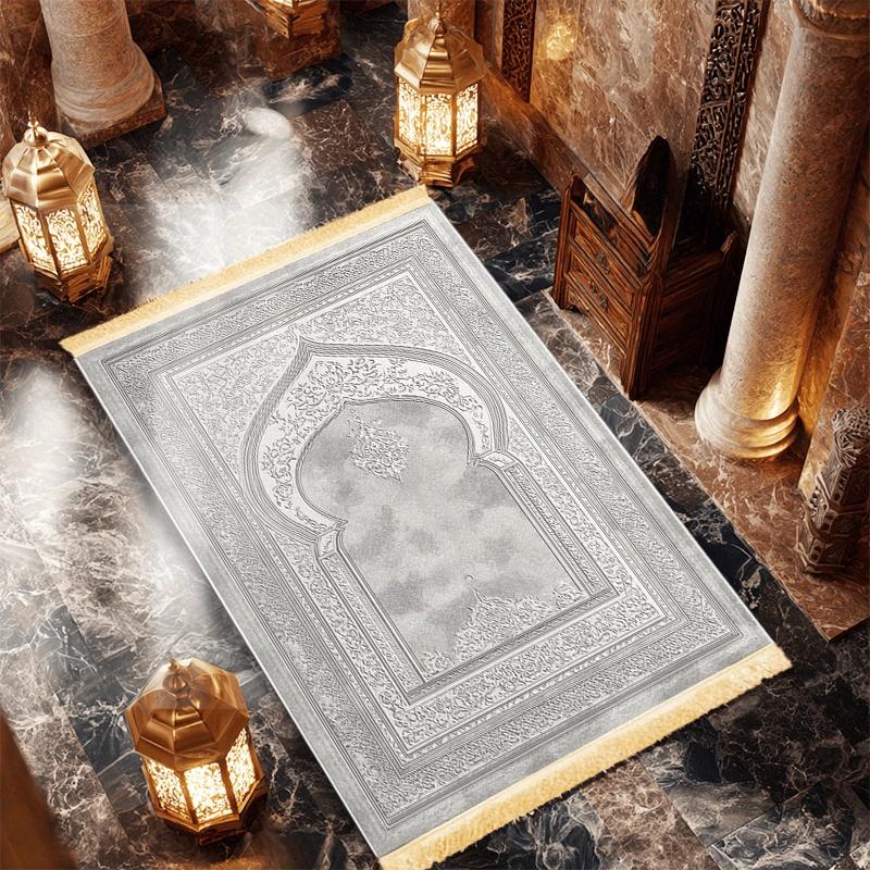1pc Islamic Prayer Mat: Polyester, Machine - Washable, Indoor/Outdoor Use, Ideal for Pilgrimage & Meditation, Wall Art