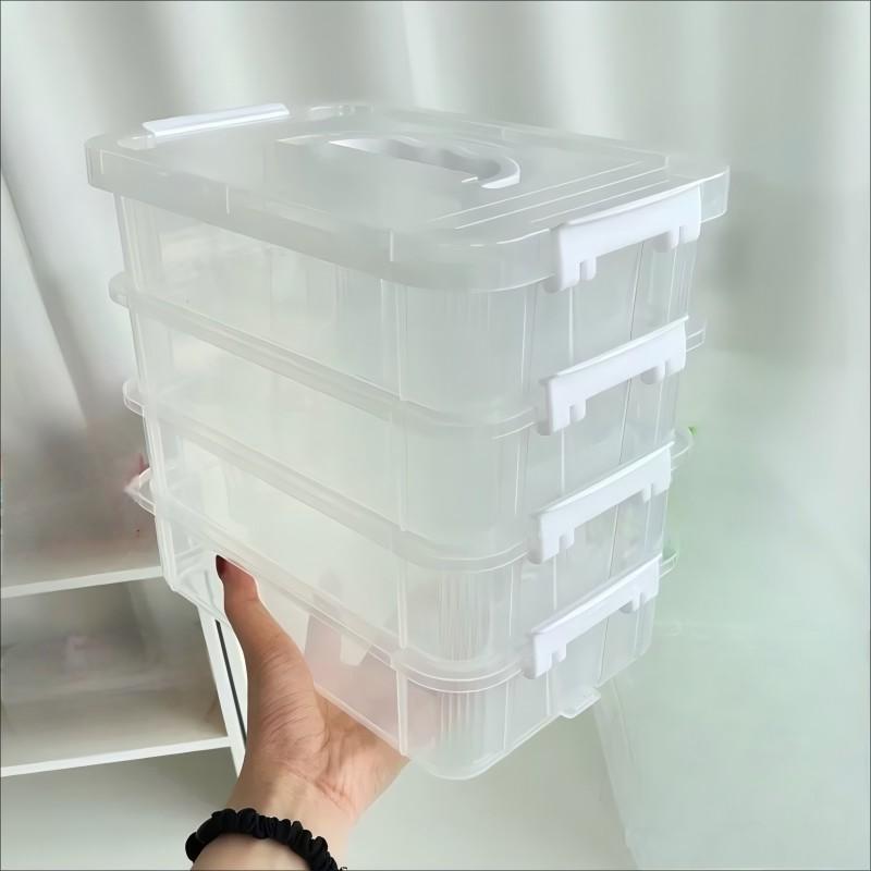 Portable Desktop Organizer Box, Stackable Toy Storage Shelf, Multi-Compartment Storage Bin, Desk Organization Solution