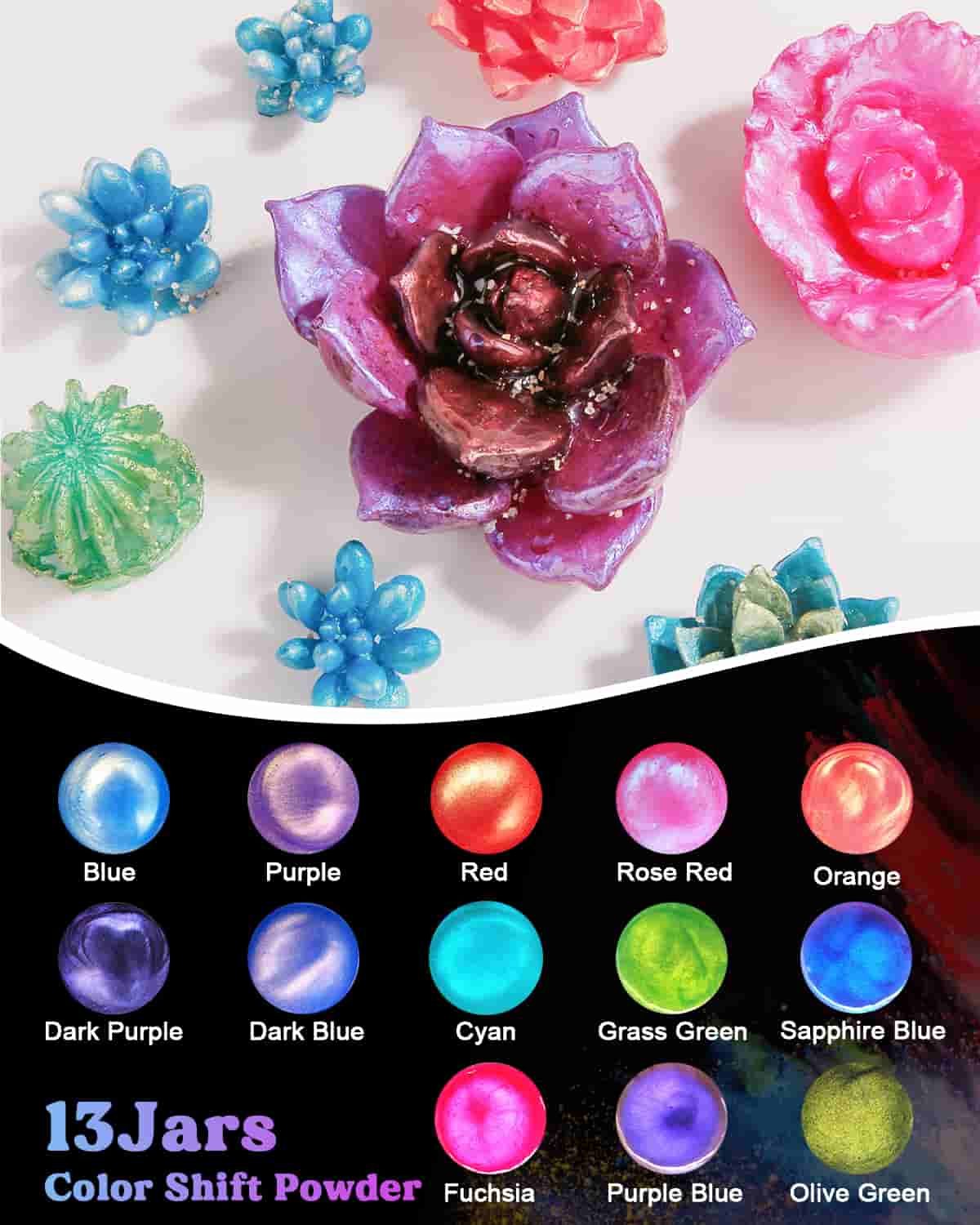 60 Colors Mica Powder, Natural Pearlescent Pigment Powder for Epoxy Resin/UV Resin for Candle Making, Resin Dye, Painting, Bath Bombs, Art Crafts - LET'S RESIN 60 Colors Mica Powder, Natural Pearlescent Pigment Powder for Epoxy Resin/UV Resin for Candle Making, Resin Dye, Painting, Bath Bombs, Art Crafts - LET'S RESIN