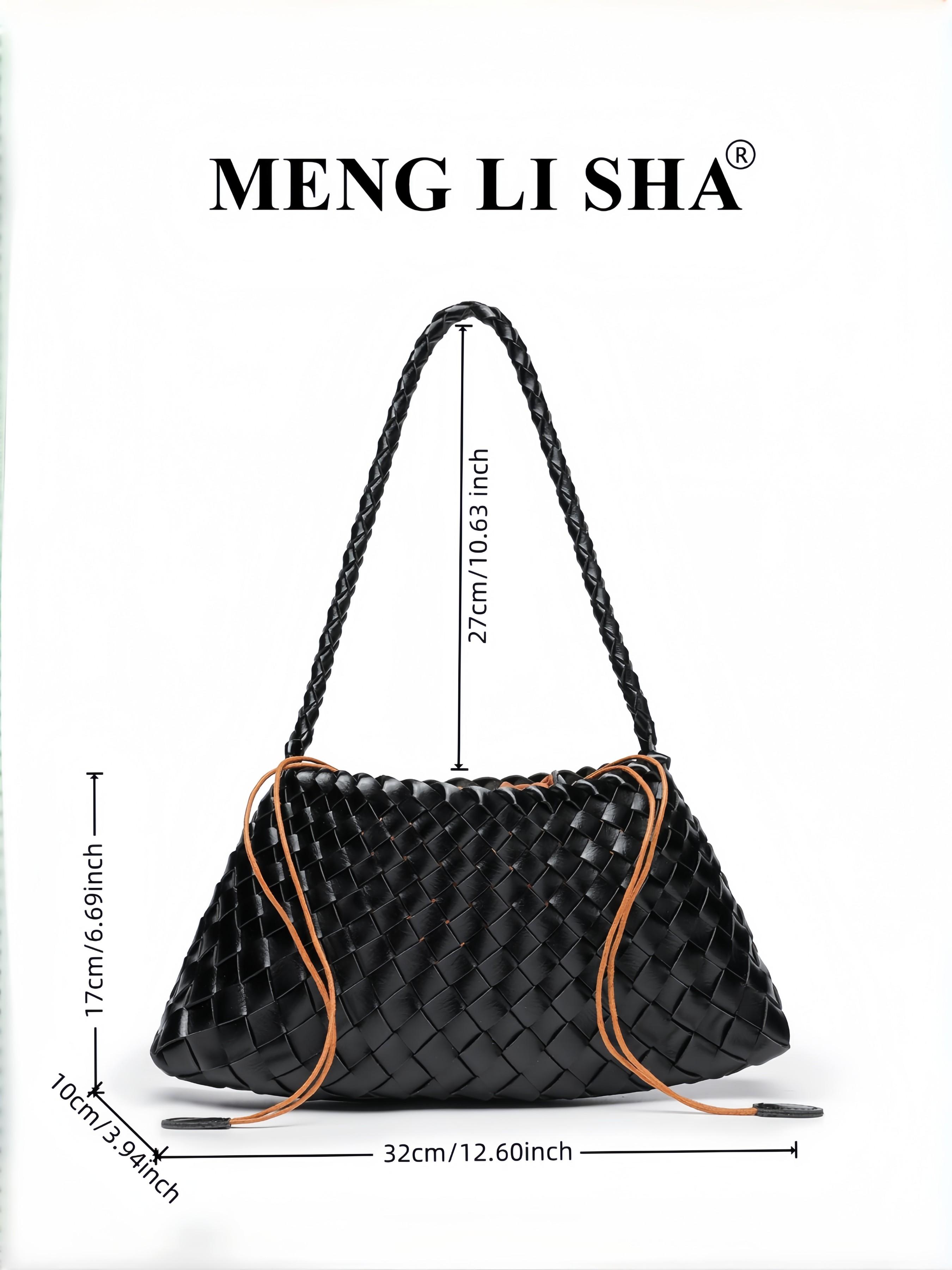 Vintage Handwoven Bag for Women, Commuter Crossbody Shoulder Bag, Versatile Drawstring Basket Bag, French Lazy Style, Perfect for Work and Dates