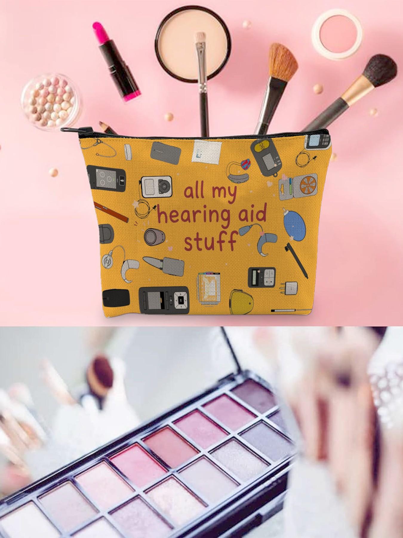 Hearing Aid Makeup Bag with Accessories, Charger, Batteries, Tools, Essential Organizer, Perfect Gift for Hearing Impaired