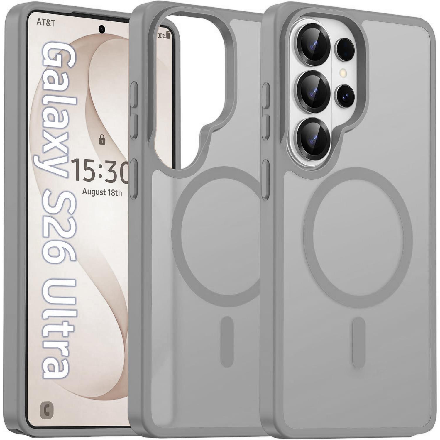 Magnetic for Samsung Galaxy S26 Ultra S25 Ultra S24 Ultra S23 Ultra S22 Ultra S25FE S26 Plus Case Matte, S26 Ultra Phone Case Compatible with MagSafe Frosted Translucent Shockproof Anti-Scratch Slim Fit Case Military Grade Protection (Black)