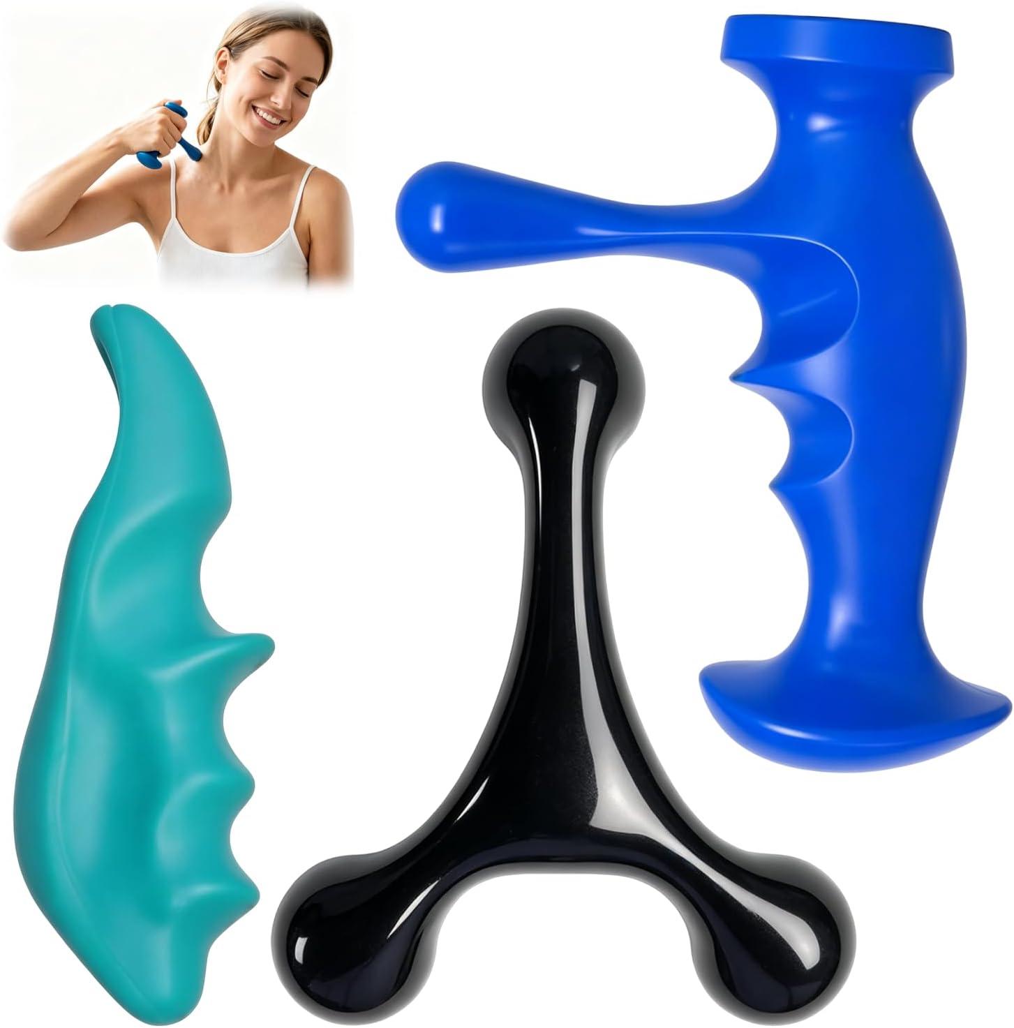 3PCS Body Care Products Trigger Point Deep Tissue Massage Tools Set - 100g Travel Size Thumb Saver, 3-Legged Knobs for Back Pain & Stress Relief, Full Body Fascia Release Equipment, Deep Tissue Massage Tools And Equipment.