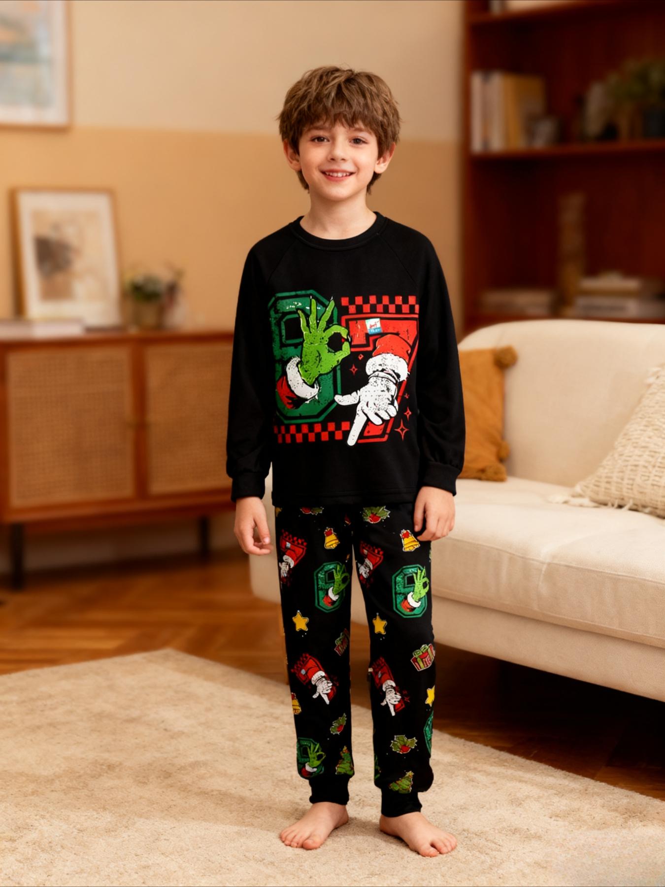 #67 Funny Kids Sleepwear Set Pajamas Christmas, Six Seven  Theme Fashion Print, Comfortable Soft Fabric, Holiday Gift Essential, Cartoon Print Pajama