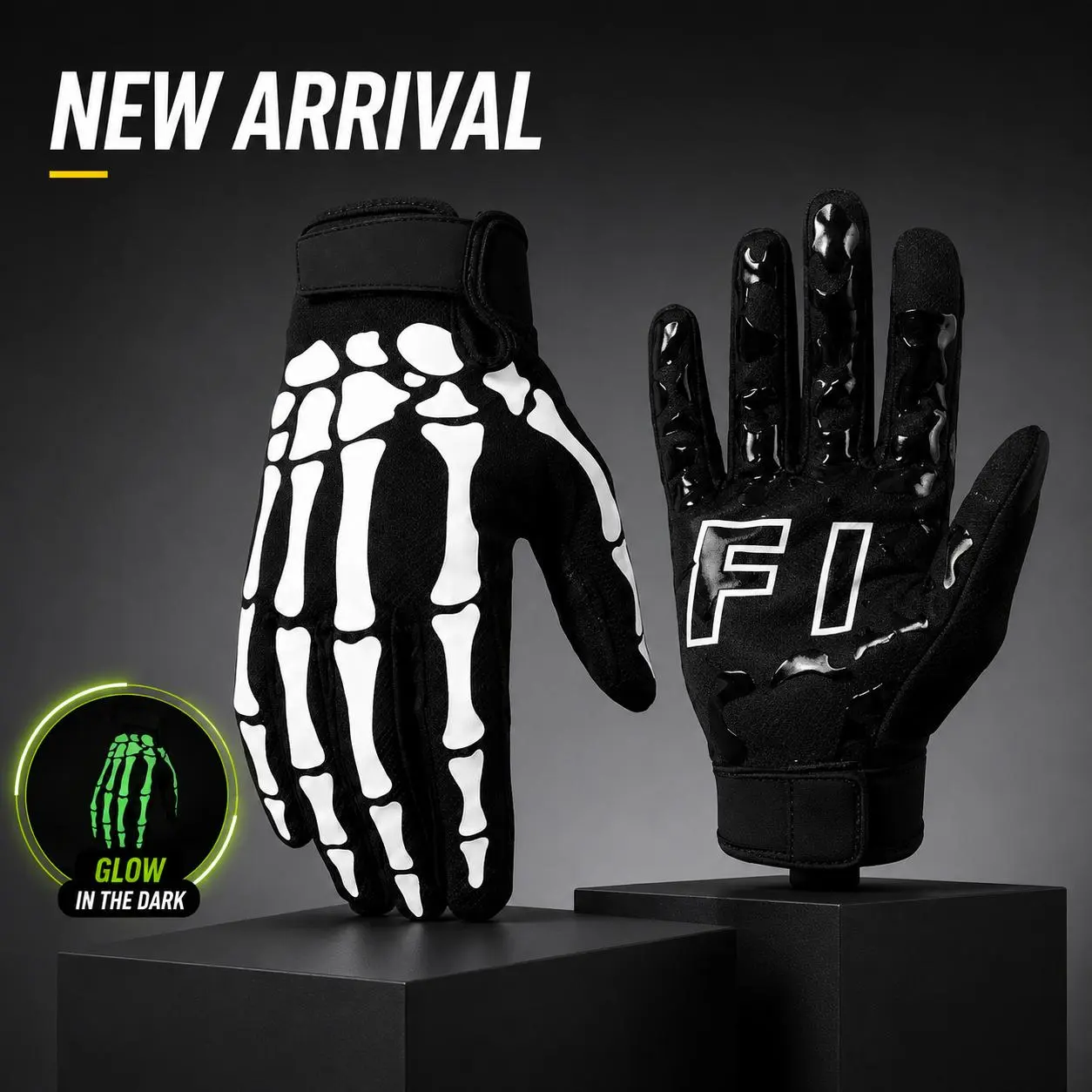 Unisex Multi-Sports Glow-in-the-Dark High-Performance Gloves - Football Use, Flexible Silicone Grip, Impact Padding, Breathable Mesh Back, Impact-Resistant Design, Unisex Size