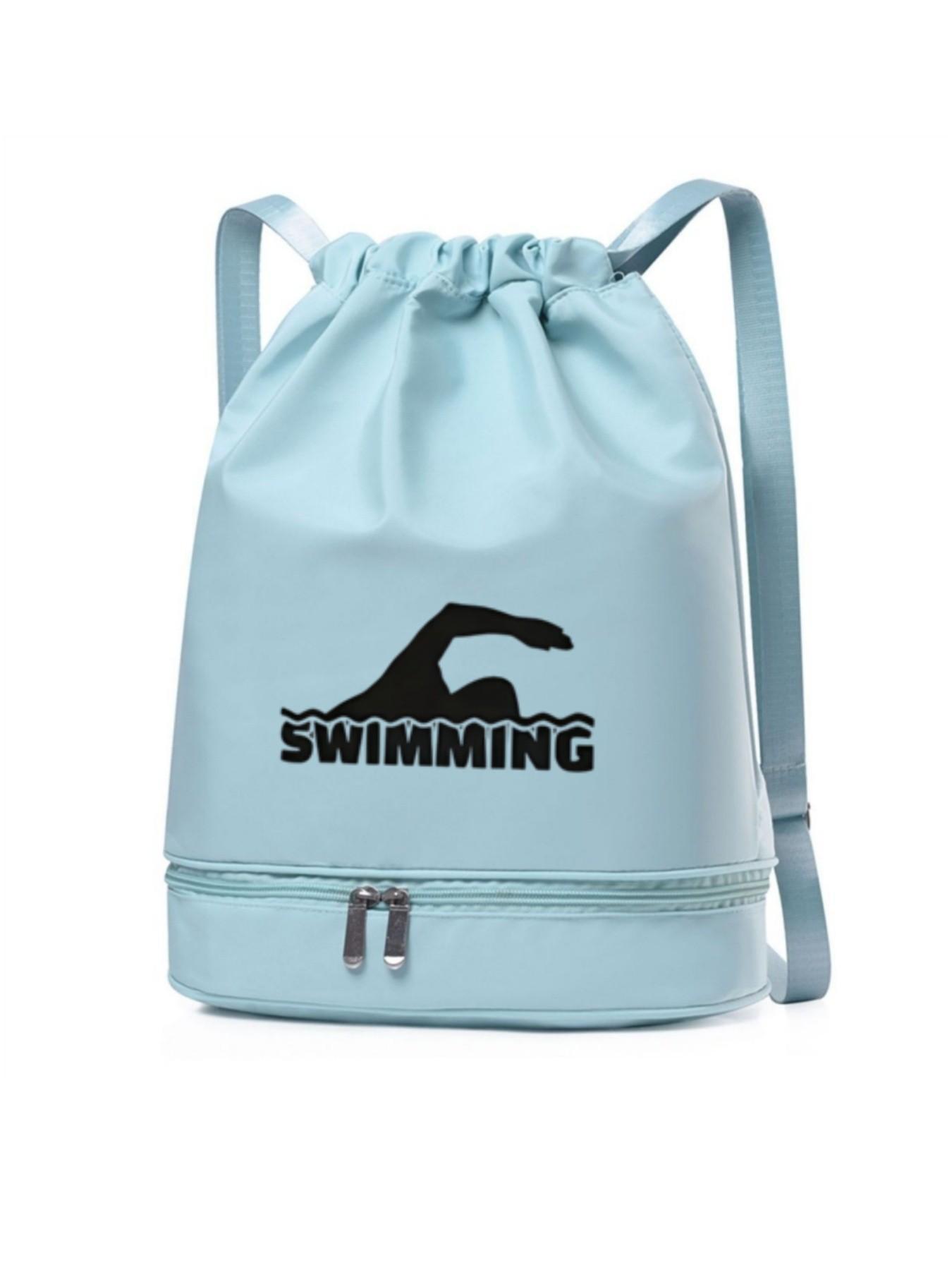 Swim Action Print Backpack, Fashionable Simple Crossbody Bag, Adjustable Strap, Separate Compartment, All-Season Design, Ideal Gift