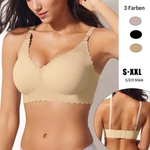 EssElegance Jelly Wireless T shirt Bra, Seamless, Magic Uplifting, Push Up, Full Coverage Plunge, Plus Size Friendly, Soft Comfortable, Minimalist Everyday Women's Underwear Basics, Jelly Wireless Bra Womenswear