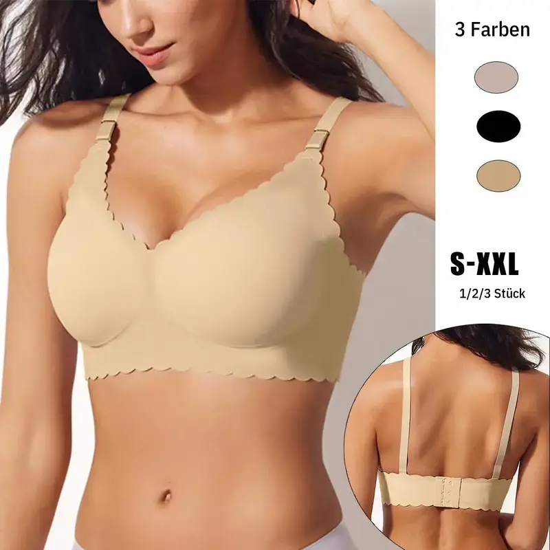 EssElegance Jelly Wireless T shirt Bra, Seamless, Magic Uplifting, Push Up, Full Coverage Plunge, Plus Size Friendly, Soft Comfortable, Minimalist Everyday Women's Underwear Basics, Jelly Wireless Bra Womenswear