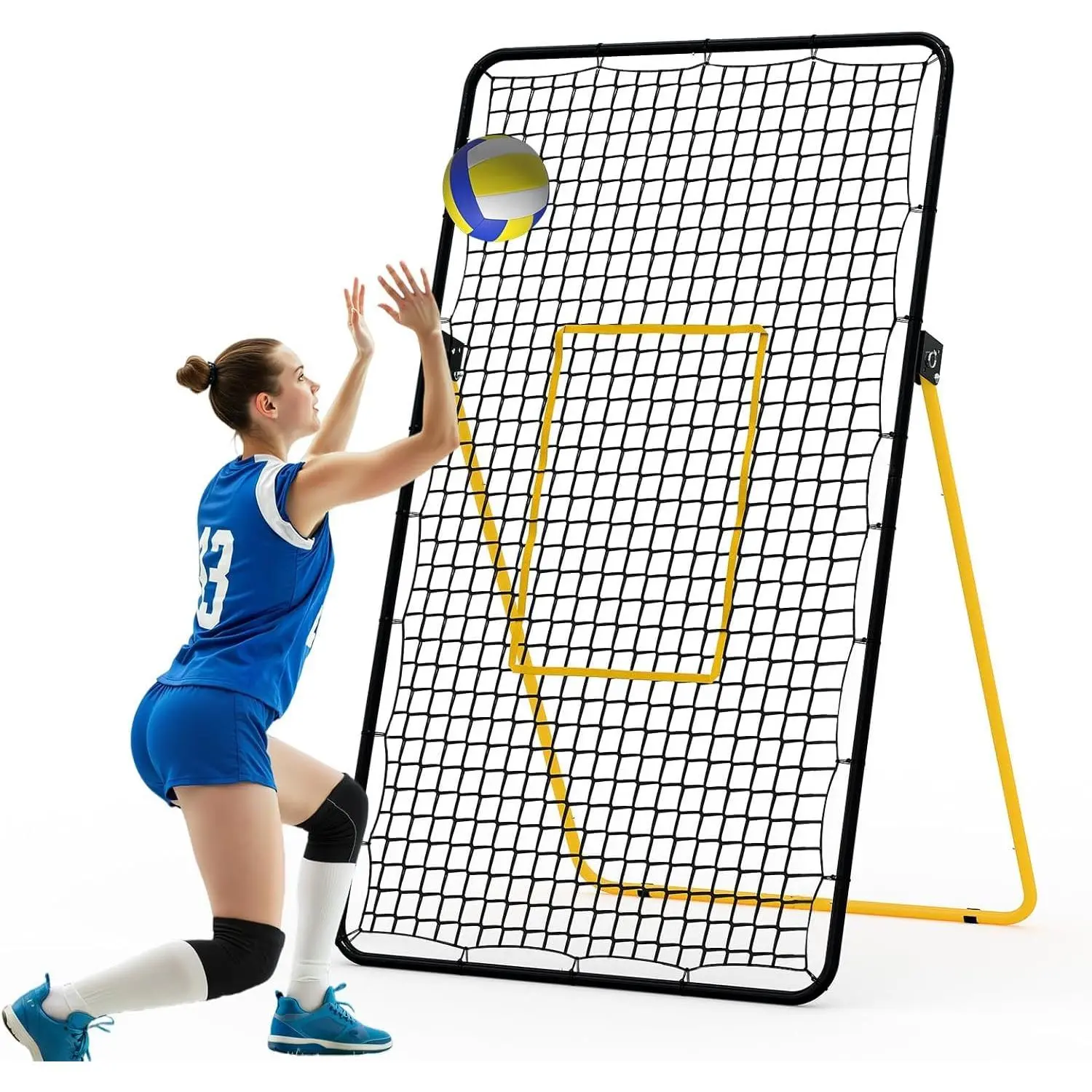 Large 7x4 ft Adjustable Volleyball Rebounder Net – Multi-Angle Training Tool for Bumping, Spiking, Setting & Serving, Durable & Portable, Quick Setup & Foldable Design