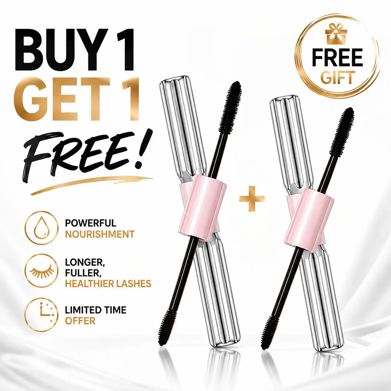 【Buy 1 Get 1 Free】Dr.ville Dual-Ended 2-in-1 Glycerin-Infused Mascara for Adults, Cosmetic Makeup Product, Lengthening, Volumizing, Defined Volume, Volume Lash, Waterproof, Smudge-Proof, Lightweight Long-Wear, Bombshell Makeup, Daily Brush-On Use-A