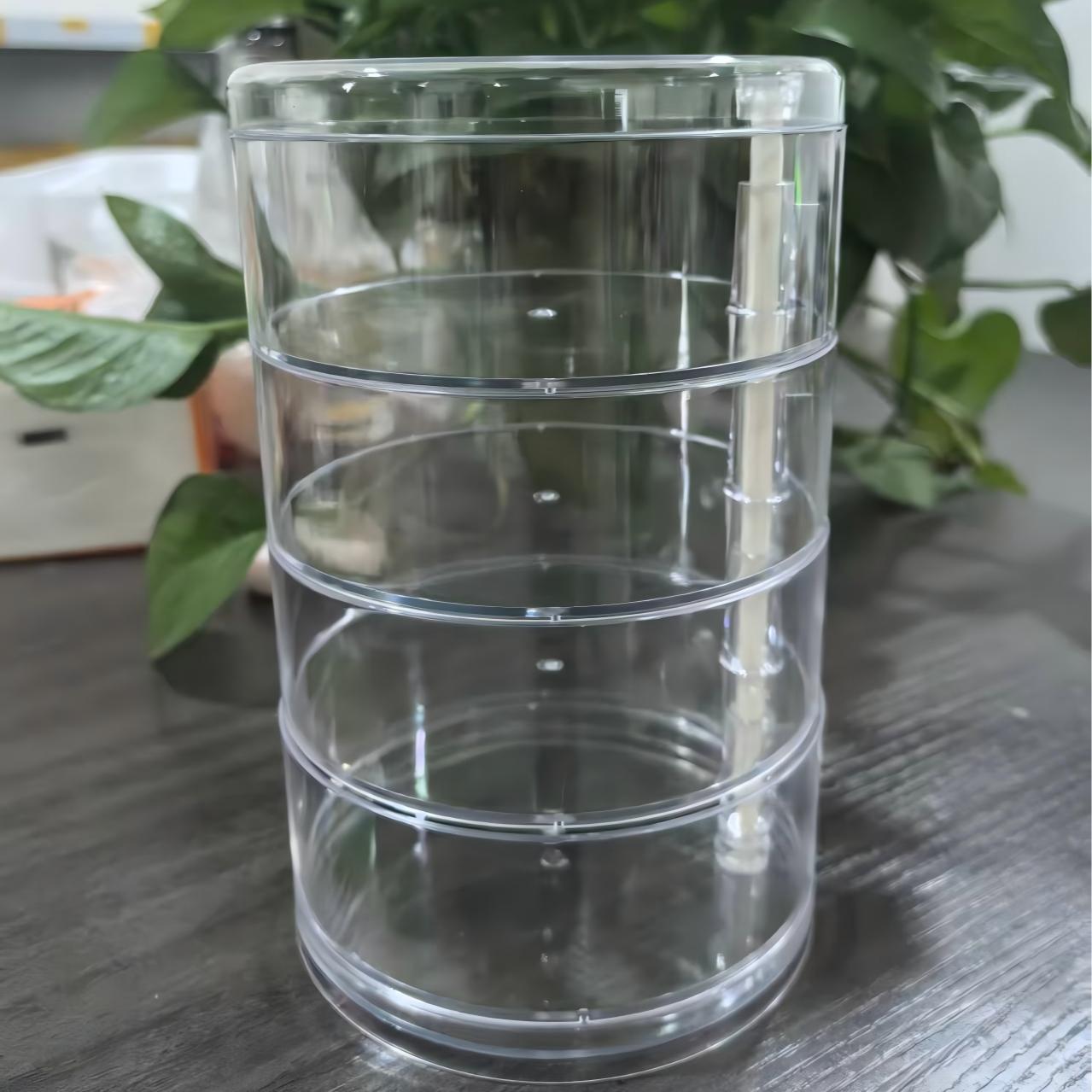 Transparent Jewelry Box for Women, Lipstick Organizer, Small Items Storage, Earrings Pins Holder, Rotating Sorting Box