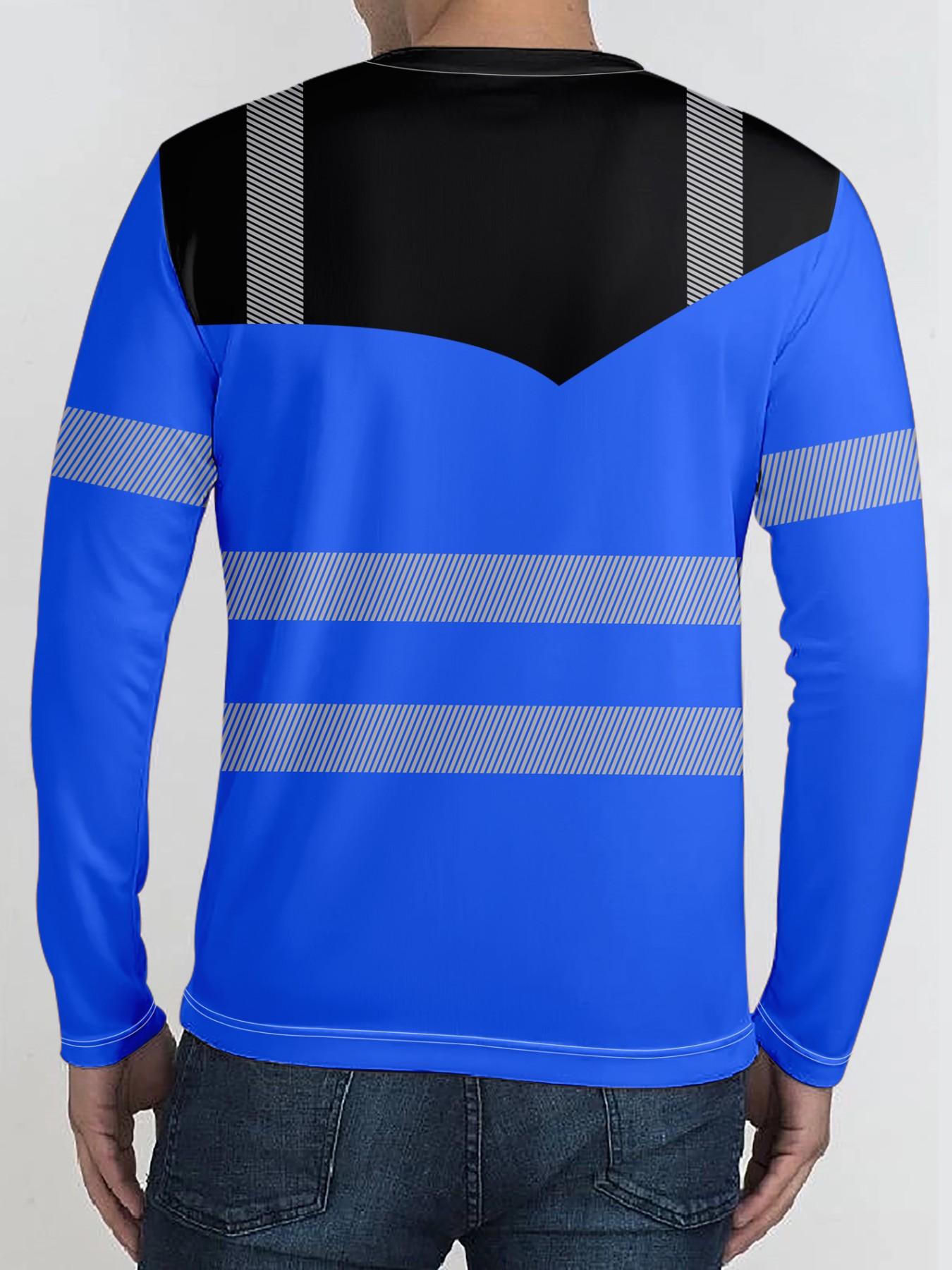 Men's Long Sleeve T-Shirt, Tops, Classic Workwear Style 3D Print, Sporty Casual Round Neck, Breathable Polyester Fabric, Slim Fit, Outdoor Comfort, Athletic Fitted Breathable, Casual Breathable Design
