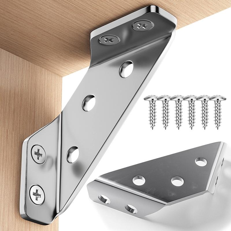Multifunctional Corner Brackets, Furniture Angle Sturdy Connector, 90 Degree Right Angle Support, Includes Flat Head Screws, Universal for Cabinets, Drawers, Tables, Chairs