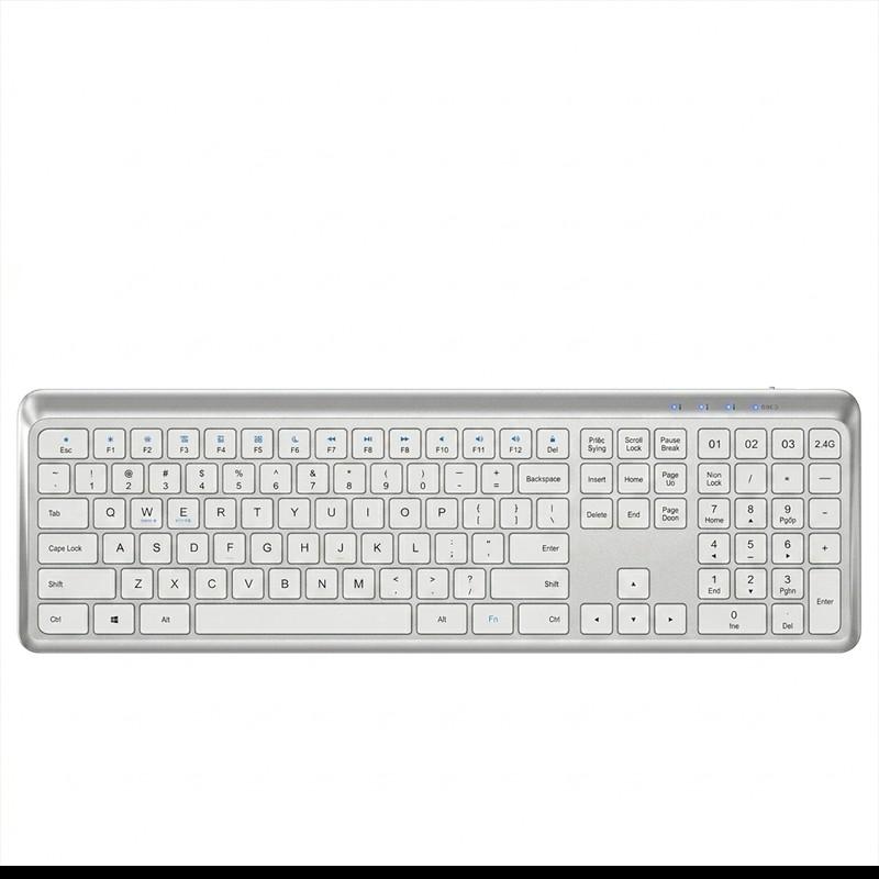 Ergonomic Wireless Keyboard, Dual Mode Full Size, Rechargeable Bluetooth-compatible, Curved Design, Numeric Keypad, Desktop Computer Compatible, Ergonomic Keyboards