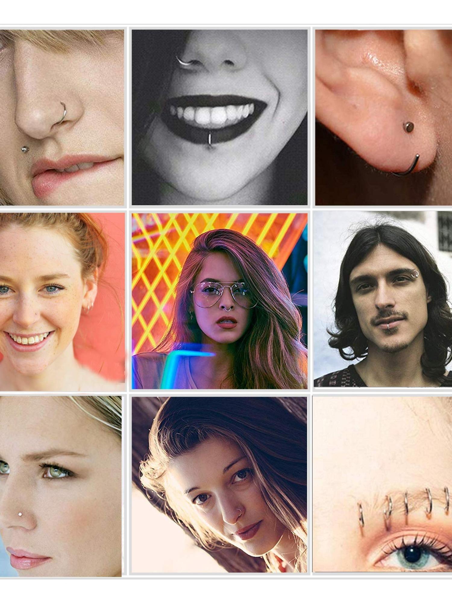 50 Pcs Colorful Classic Nose Piercing Set for Women Men Simple Fashionable Jewelry Options Assorted Collection Sparkling CZ Nose Studs Curved Nose Rings Discreet Clear Acrylic Retainers for Multiple Occasions Daily Wear Parties Vacations Formal Events