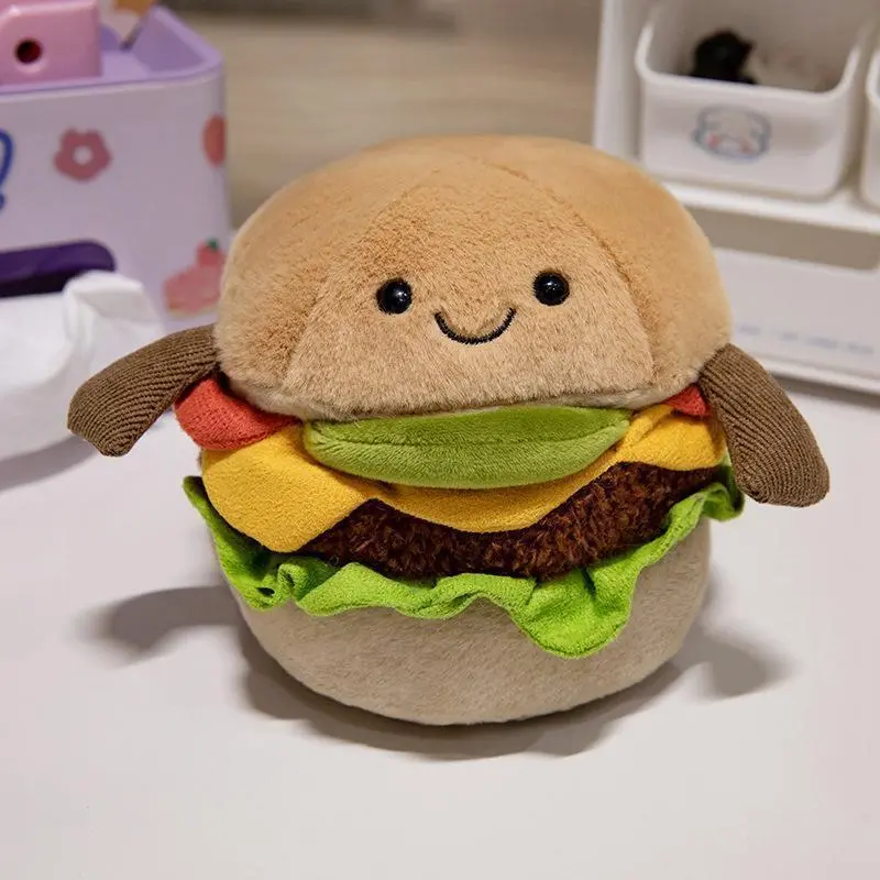 15cm Cute Cartoon Burger Shape Plush Stuffed Toy, Unisex Fluffy Emotional Doll, Creative Cute Food Toy, Ideal Birthday Holiday Gifts for Kids