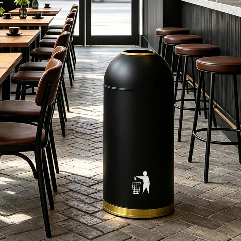 Bullet Shape Metal Trash Can Large Inner Bucket 25L 35L 48L 58L Multiple Colors Free Custom Pattern Printing for Hotels Catering Stores Shopping Malls Kitchens Commercial Household Use