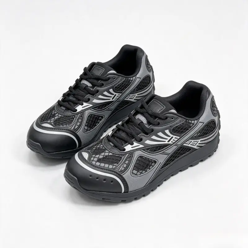 Herringbone Anti-Slip Sole Unisex Sneakers Retro Black Gray Mesh Dad Shoes Breathable Lace Up Casual Running Shoes Lightweight Comfort Walking Fashion Trainers For Daily Outdoor