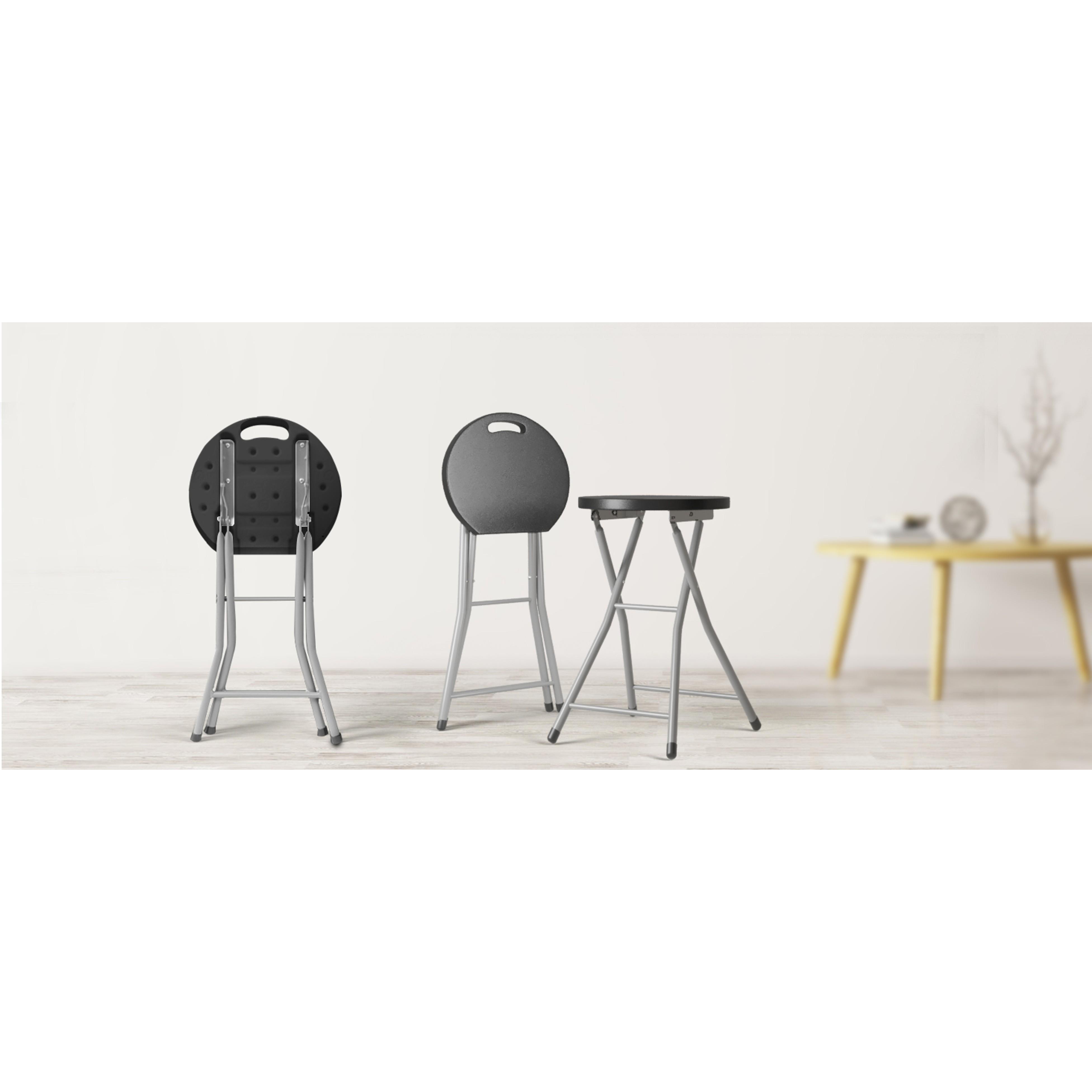 Folding Stool, 28in Portable Collapsible Bar Stool with Handle & Steel Frame, 330lbs Sturdy Foldable Lightweight Metal Chair for Outdoor/Indoor Kitchen Home Bar, Assembly Free (Set of 1, 28inch)