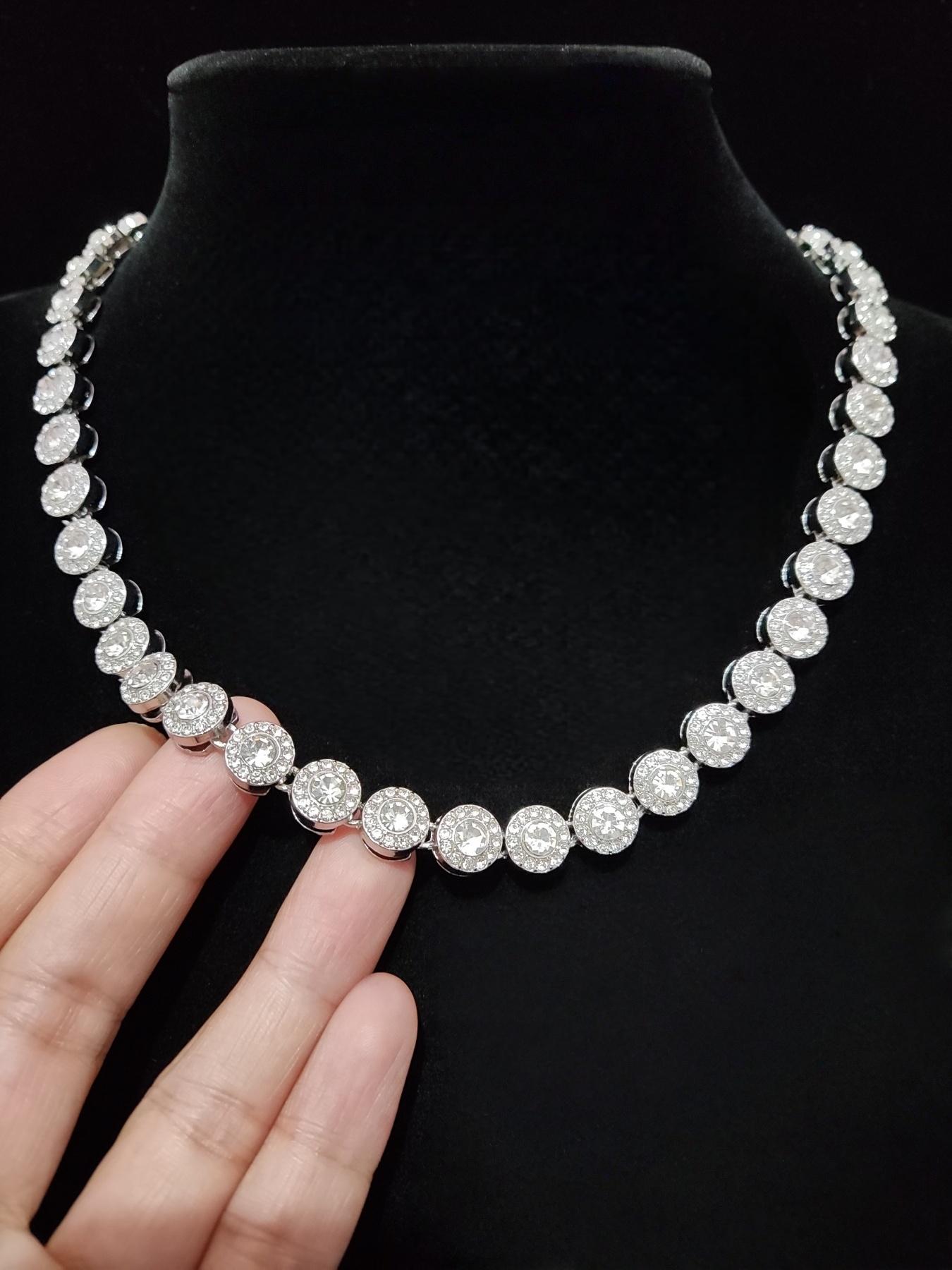 Men Women Hip Hop Round Necklace Bracelet Set, Punk Fashion Jewelry Gift, Zinc Alloy Synthetic Gemstone, Unisex Accessory, Fashionable Jewelry Set