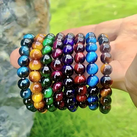 Women's 8Pcs Vintage Mixed Beads Bracelet Set - Durable, Stylish Handmade Costume Jewelry, Beach Wear Accessory, Year-Round Gifts Adults
