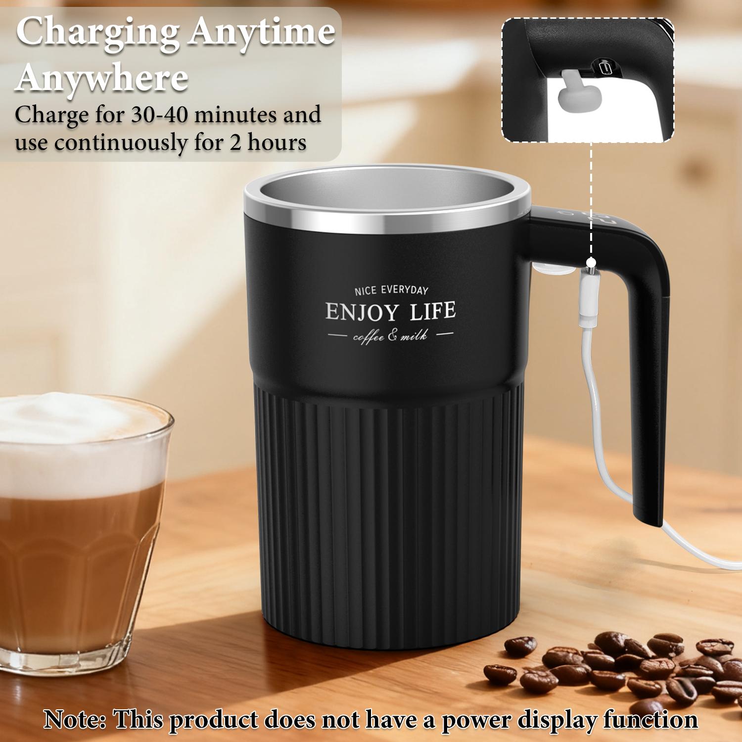 Upgraded Milk & Coffee Frother Stirring Mug, Intelligent Temperature Display, USB Rechargeable Mixer, Automatic Stirring Cup, Suitable for Coffee, Tea & Hot Chocolate