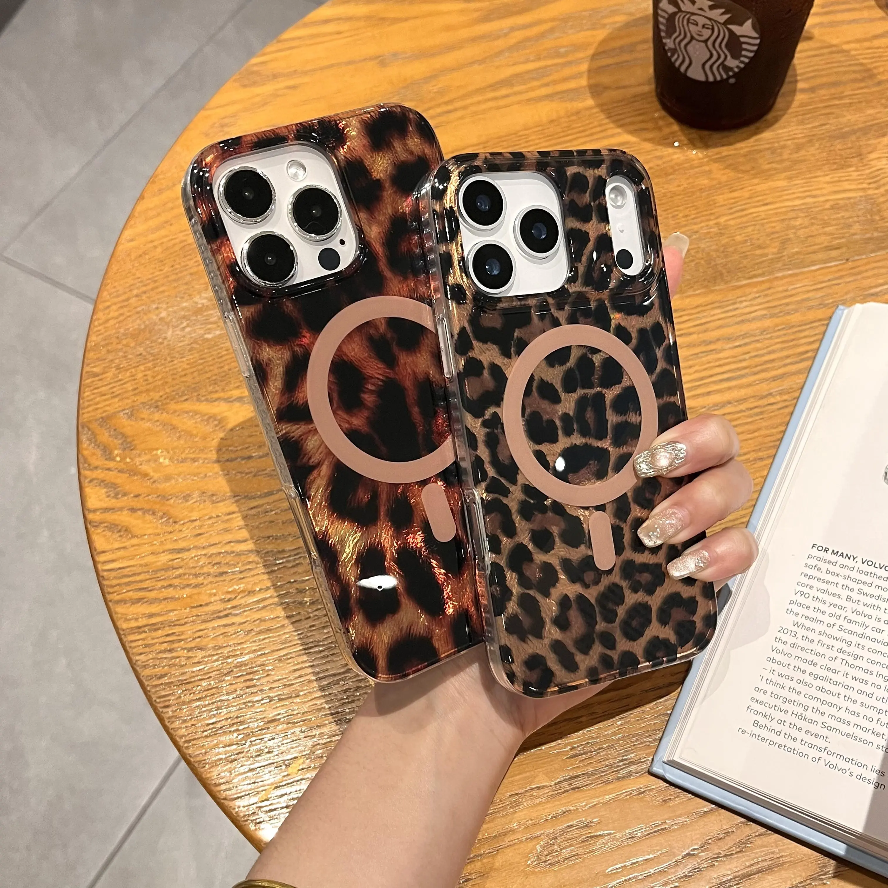 Magnetic Magsafe-Compatible Leopard Cheetah Print Phone Case for iPhone 17 Pro Max, 16, 15, 14 Plus, 13, 12 - Cute Sparkle Finish Glossy Silicone Shockproof Protective Cover#SummerWins, Iphone Series