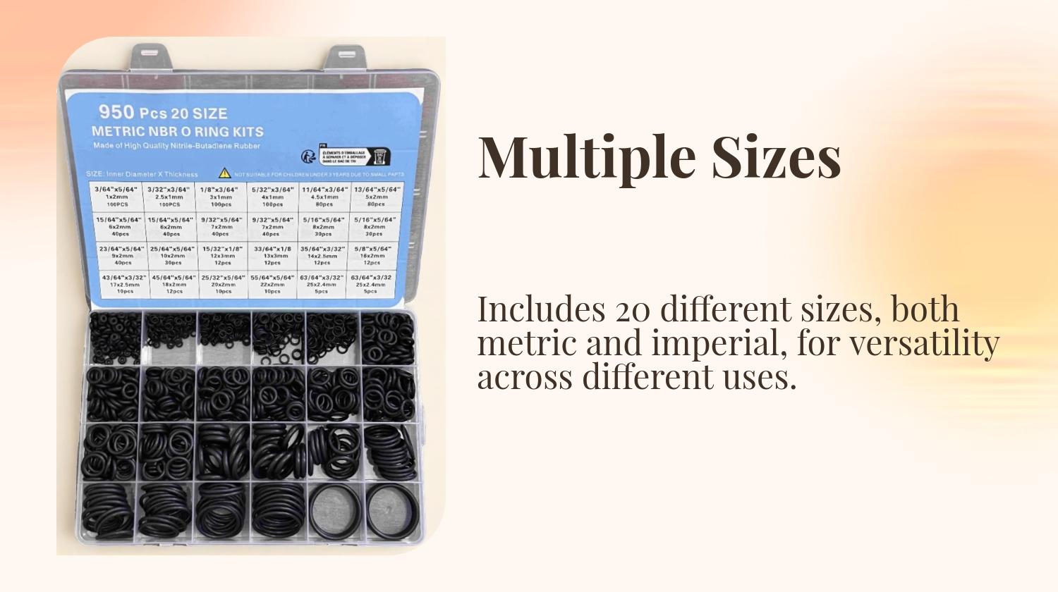950 pieces of heavy-duty nitrile O-ring and gasket sealing kit (20 sizes, metric and imperial) - multi-purpose black O-ring, suitable for automobiles, pneumatics, pipelines, high-pressure cleaning machines, DIY repairs - batch packaging compatibility