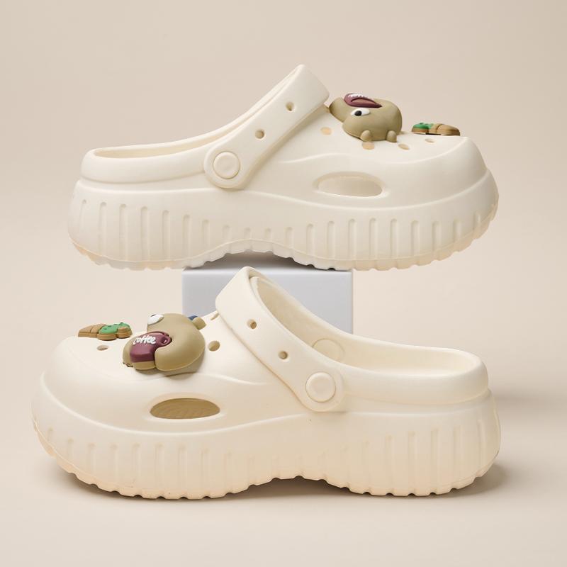 Women's Fashion Slippers Cute Style Design Non-slip Sole Comfortable Breathable Casual Shoes Beach Home Sandals Indoor Outdoor Wear Versatile Soft Slippers Walking Shoes Girl Footwear Flipflop Slide Black EVA Material