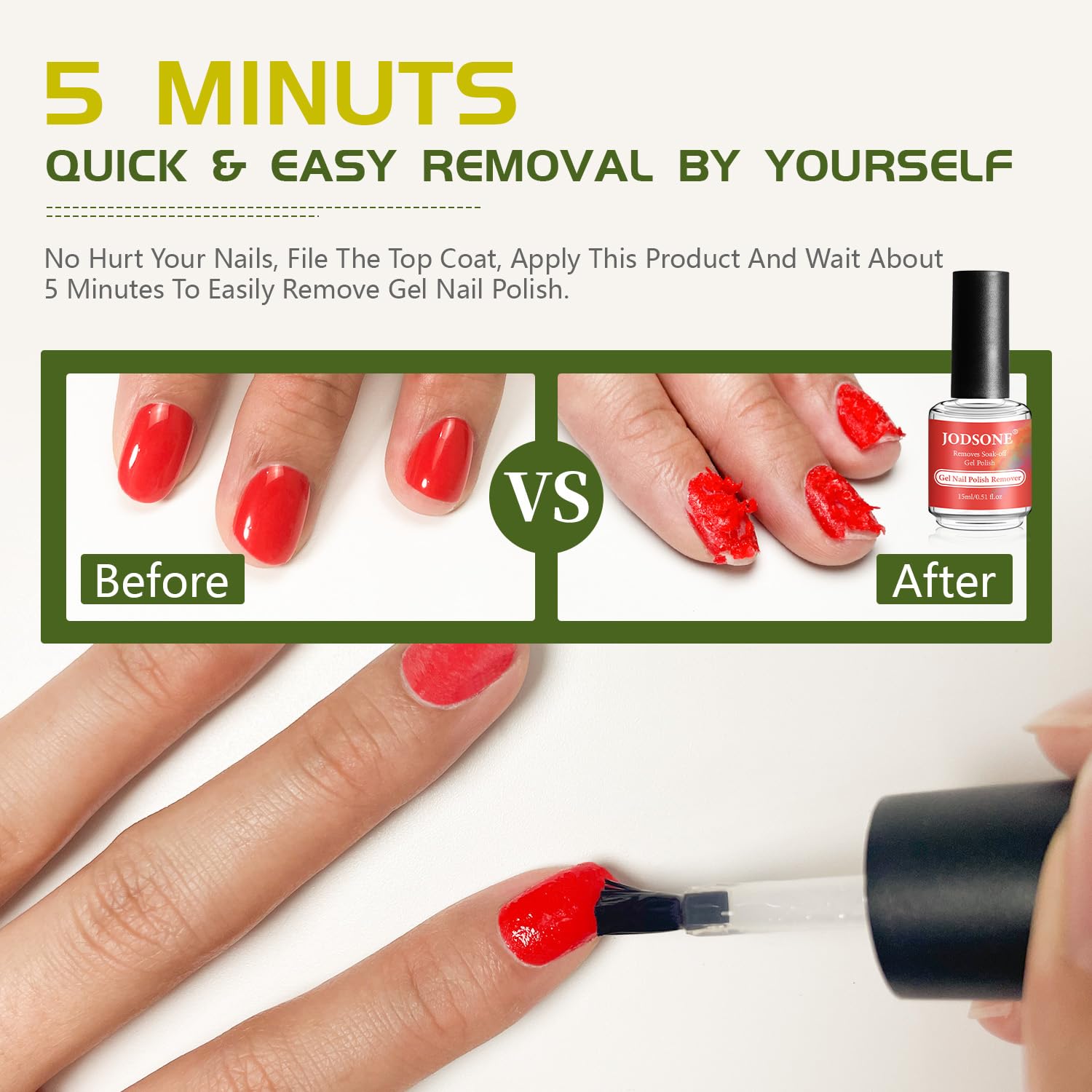 JODSONE 3PCS 15ML Gel Nail Remover Quick Gel Nail Polish Remover and Base Coat Top Coat Simple Set is Suitable for Beginners to Try