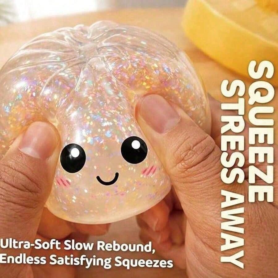 8.5cm Dumpling Squishies Stress Relief Balls, Dumplings Stress Balls, Handmade Squeeze Fidget Toys With Steamer Storage Case, Soft TPR Slow Rebound Big Bun Squishy, Realistic Food Shaped Sensory Squeeze Toy, Anxiety Relief & Focus Decompression Prop,