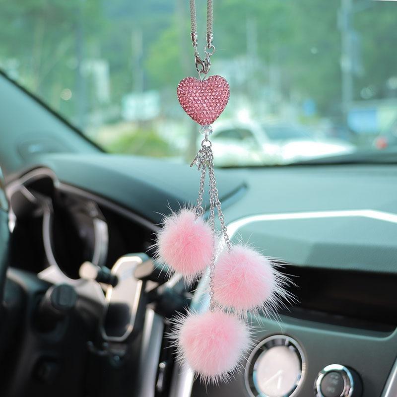 Fluffy Heart Rearview Mirror Charm, Cute Fuzzy Car Accessories for Women, Aesthetic Car Interior Hanging Decoration, Gift for Her Fluffy Heart Rearview Mirror Charm, Cute Fuzzy Car Accessories for Women, Aesthetic Car Interior Hanging Decoration, Gift for Her