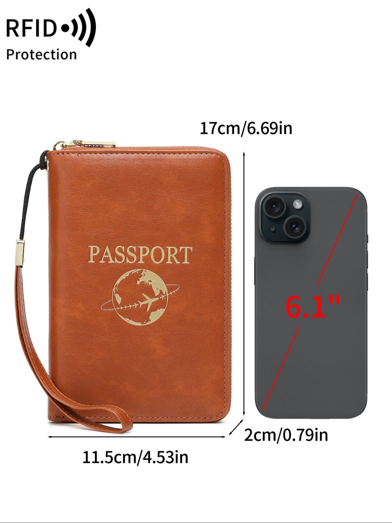 Passport Case with Card Slot, PU Leather PassportHolder with Wristband, RFlD Blocking Passport Wallet, Travel Document Holder for Women & Men, Passport Cover, Christmas Gift, Valentine's Day Gift, Ideal Gift