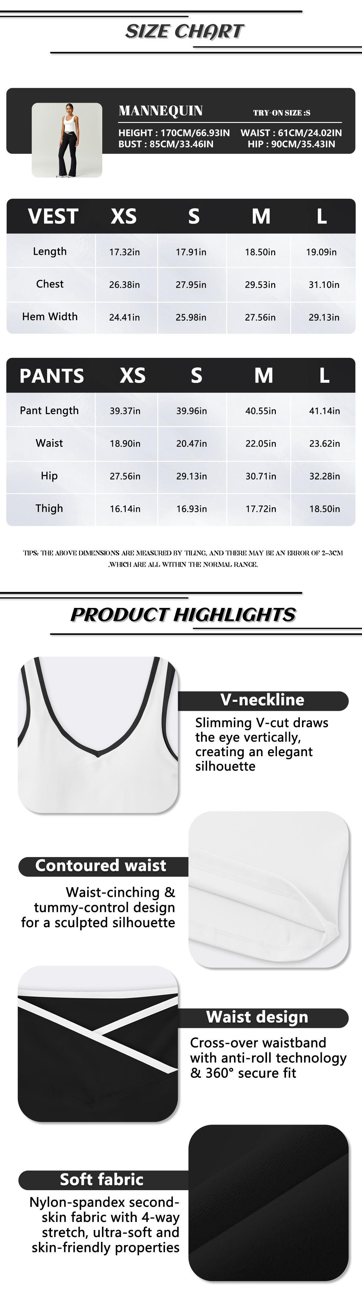 TimeOFF Two-Piece Color Block U-Neck Piped Tank & Bell Bottom Set, Deep V-Back Cutout, Contrast Binding Detail, Solves Trendy & Sculpting Need for Gym, Dance & Chic Casual Occasions,loungesetwomen,sweatsuits women,comfort sweat set