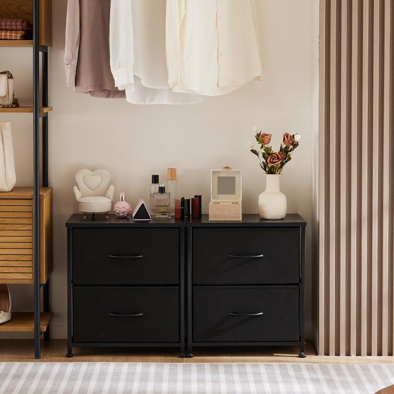 White Nightstand with Drawer, 2 Drawers Dresser for Bedroom, Small Night Stand and Dressers Sets Fabric Drawers, End Table Drawer Living Room (2PCS) Nightstand Small Dresser with 2 Fabric Drawers Side Bedroom End Table Kids Bedside Storage Furniture for 2