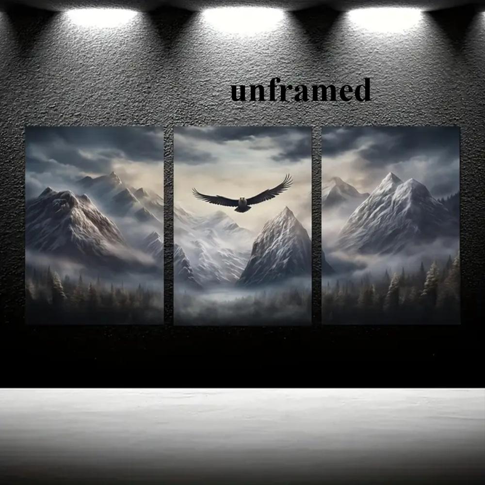 3-Piece Optional Wooden Frame Fantasy Game Theme Dragon Skyrim Background Art Canvas Poster Premium Thick Canvas Micro-spray Flat Surface Moisture-proof Living Room Modular Decor