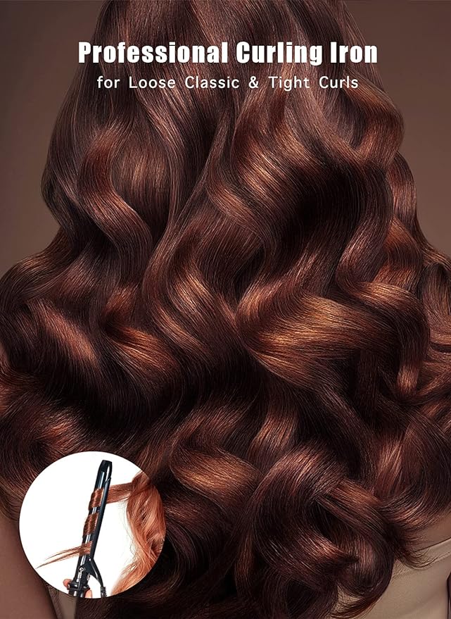 Lanvier 1 Inch Extra Long Hair Curling Iron with Ceramic Tourmaline Barrel, Professional Hair Curler up to 450°F with Dual Voltage for Worldwild Use, Hair Waving Style Curling Tool to Creat Small curls to Medium curls for Girls & Women–Black Comfort