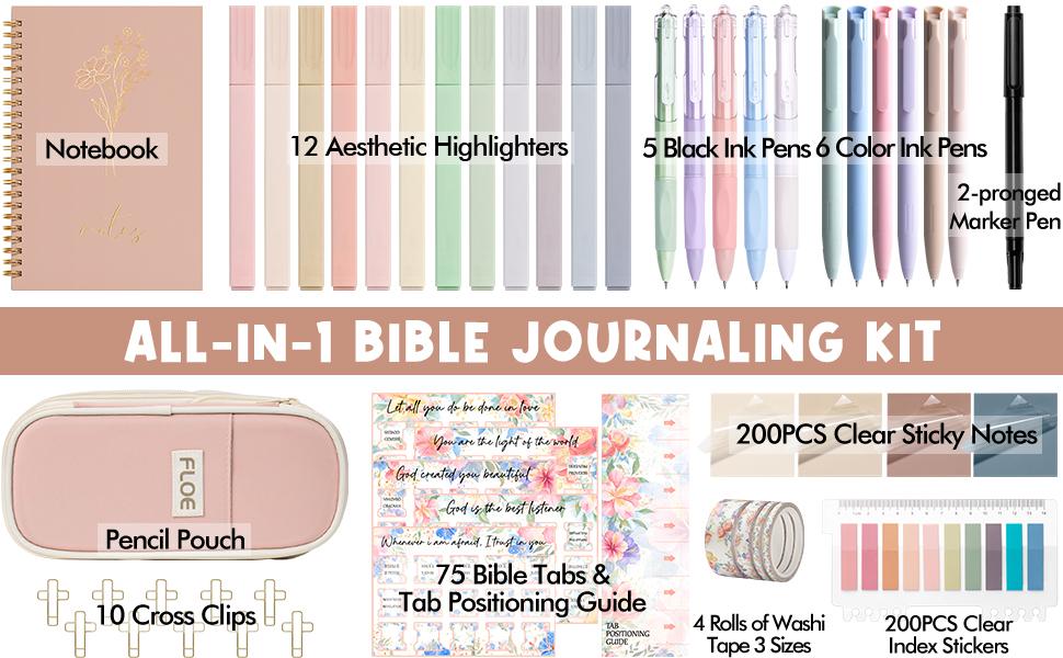 Floe Bible Study Fabric Storage Bag Set, Bible Journaling Kit with Highlighters, Pens, No Bleed, Soft Fabric Organizer for Bible Study Essentials dealsforyoudays Easter