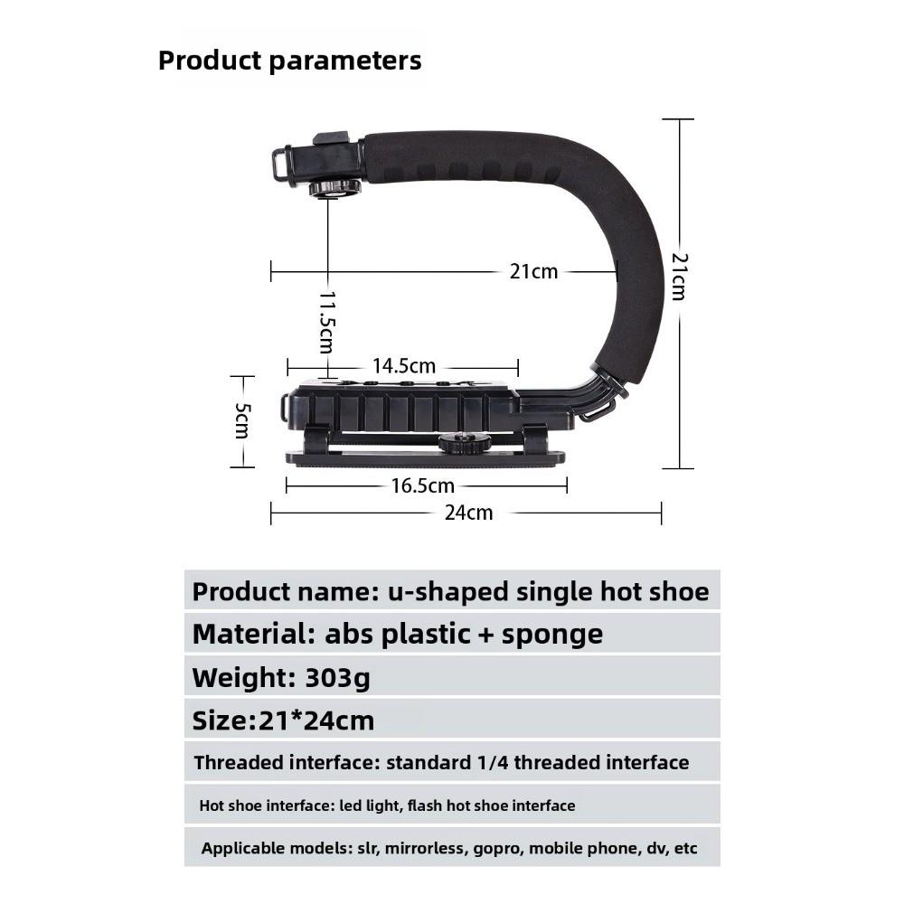 U/C Shape Portable Handheld DV Bracket Stabilizer Handle, Multifunction Adjustable Smart Phone Video Rig for Camera Action & Camcorder